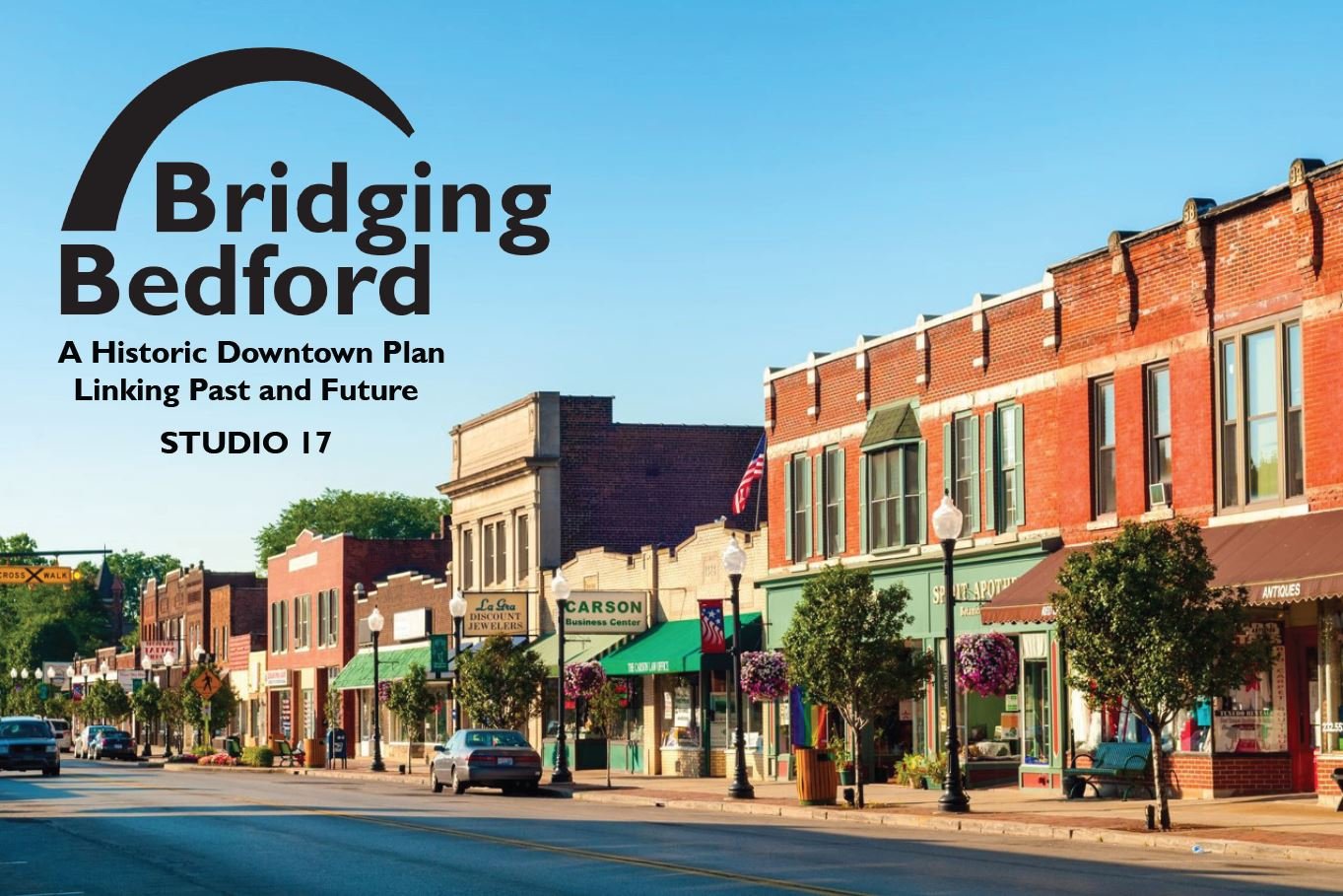 Bridging Bedford report cover with downtown street scene