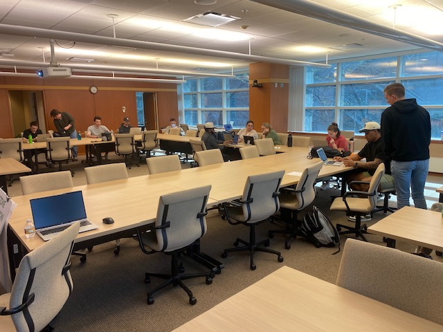 Levin College study room with students working