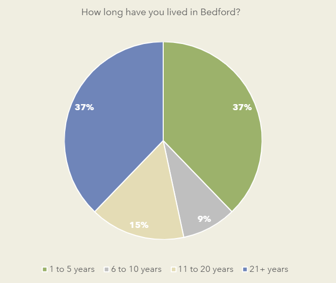 Pie chart showing what attracts people to downtown Bedford