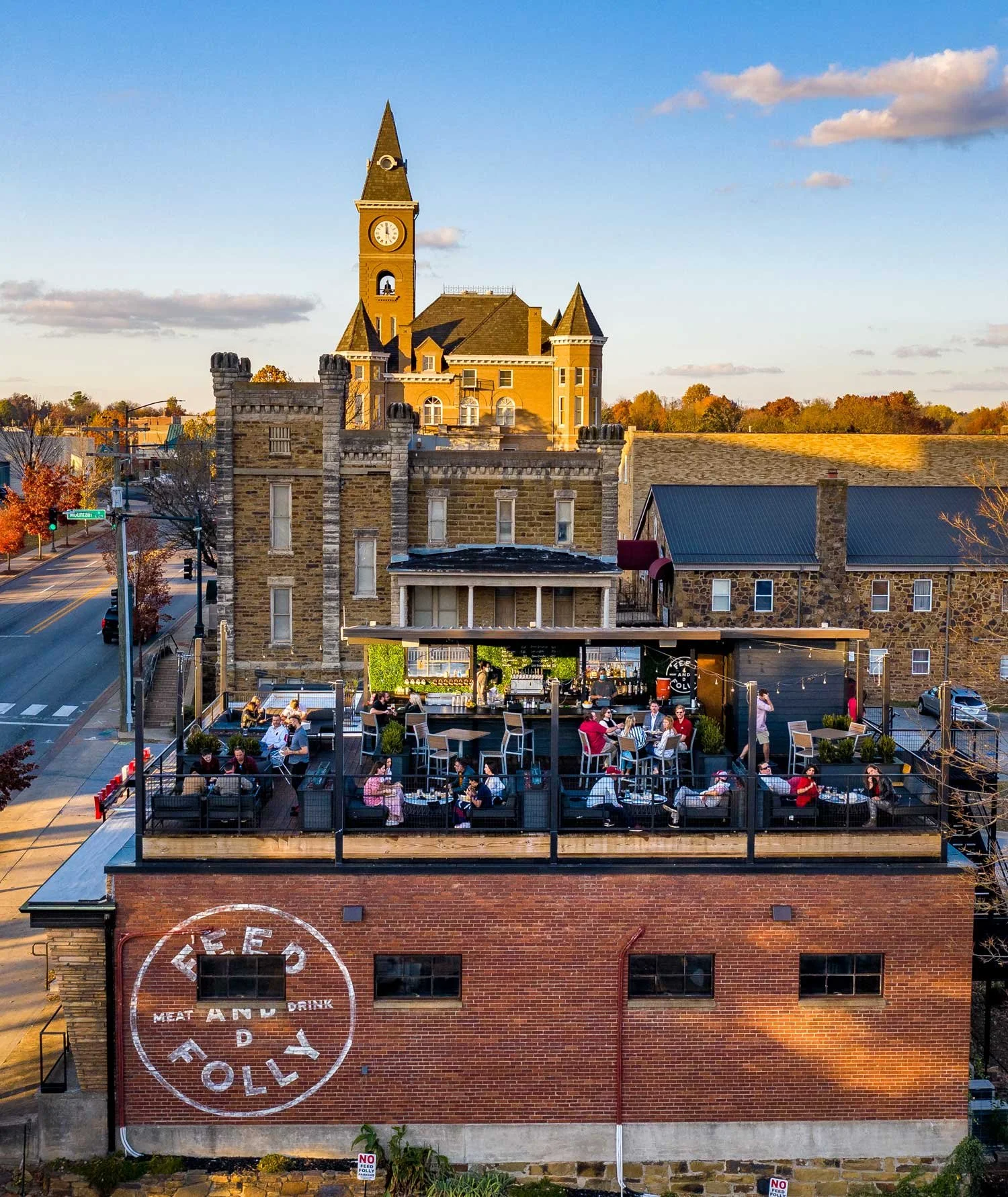 Feed and Folly rooftop bar in Fayetteville, Arkansas