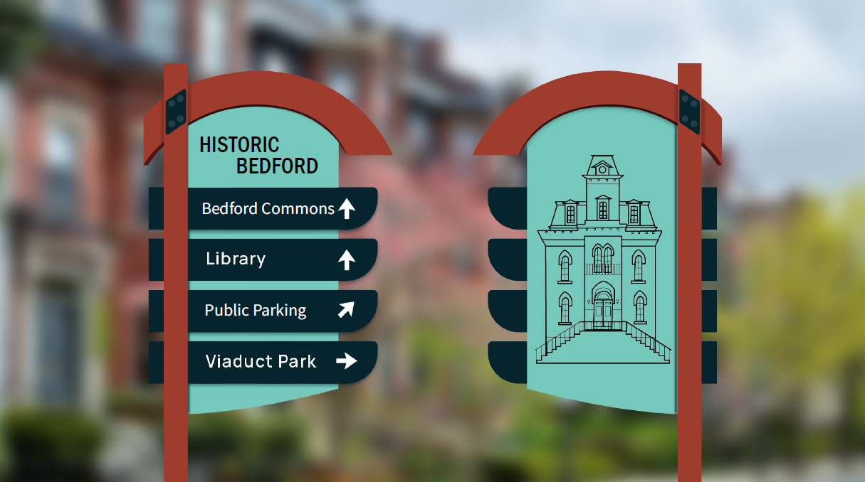 Historic Bedford wayfinding signage design
