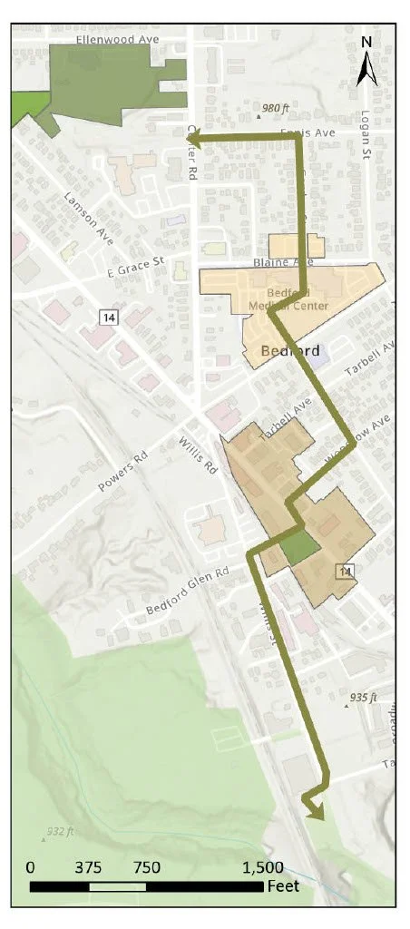 Bike trail connector map showing proposed route